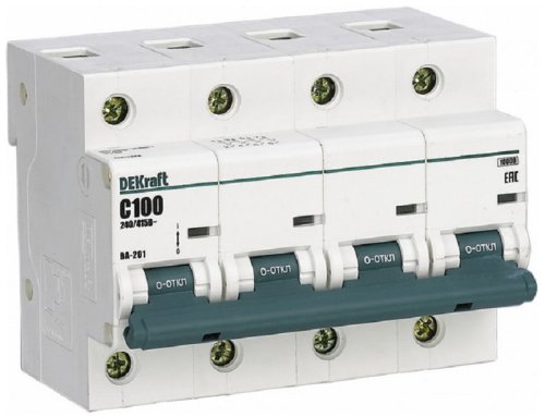 Выключатель автоматический DEKraft ВА-201 4п 100А C 10кА картинка